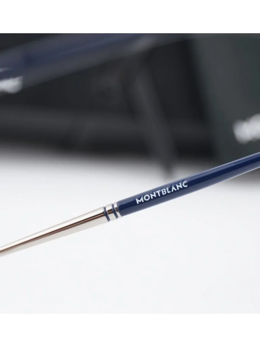 Montblanc MB0243O 002 Browline Eyeglasses 52mm – Blue / Silver